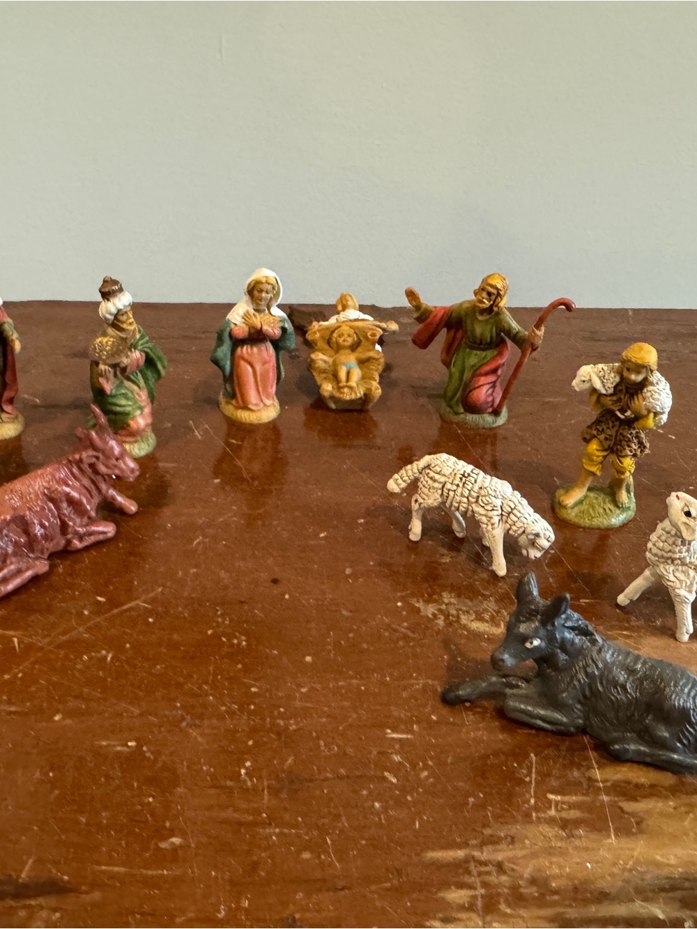 Vintage Nativity Set Miniature Plastic Religious Christmas Decoration